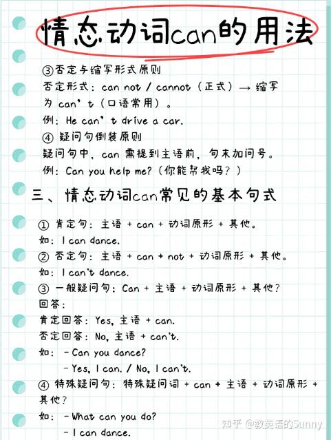 英语老师私藏笔记曝光：一张图搞定情态动词can，孩子考试不丢分 - 知乎