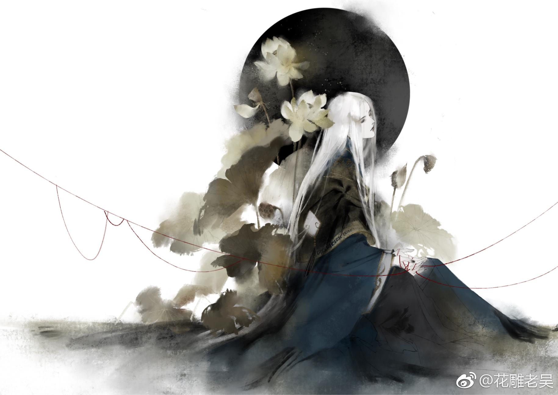 有没有好看的古风男图(想要墨色长发白衣飘飘的那种 ,其他的也可以,帅