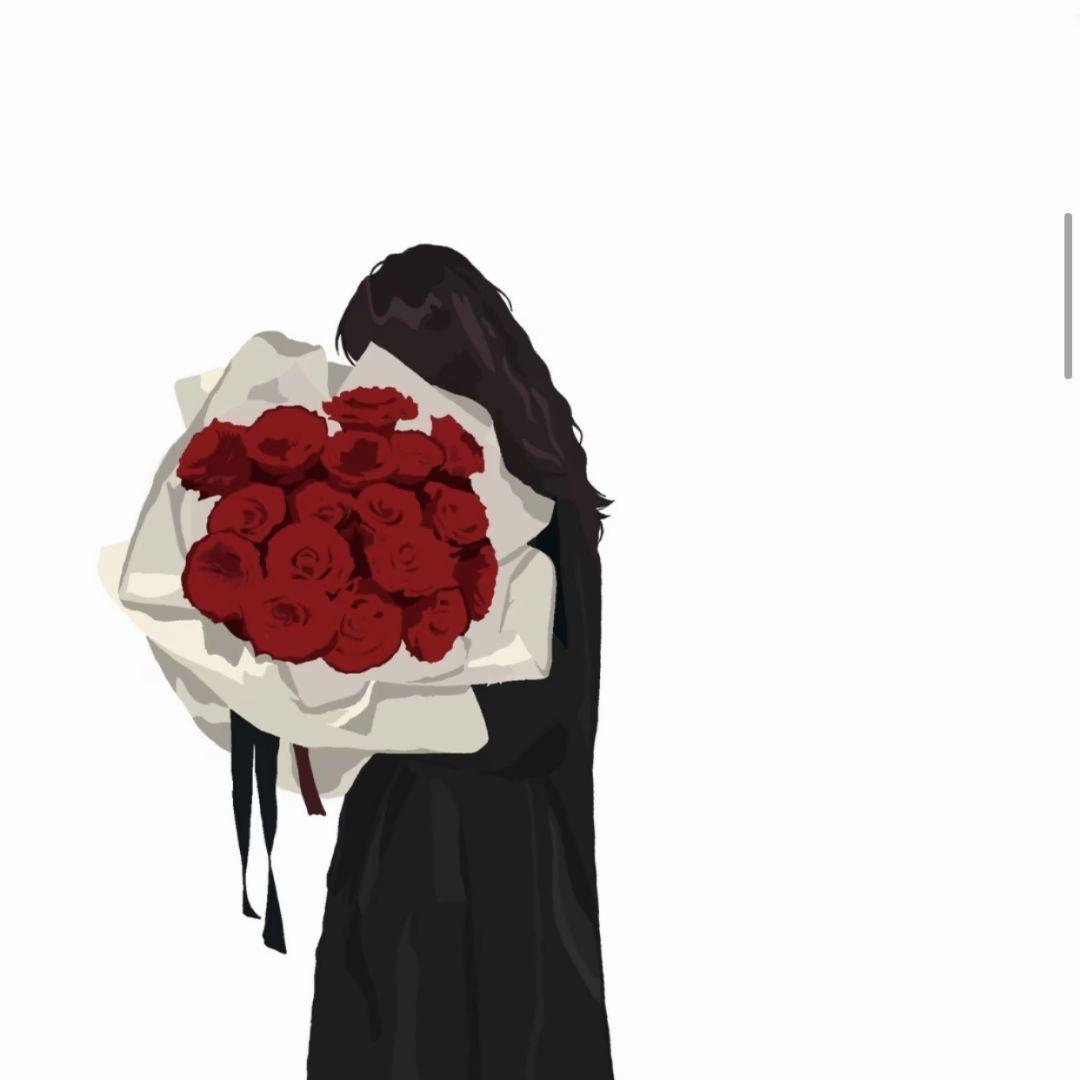 有没有类似这样的拿着花的头像