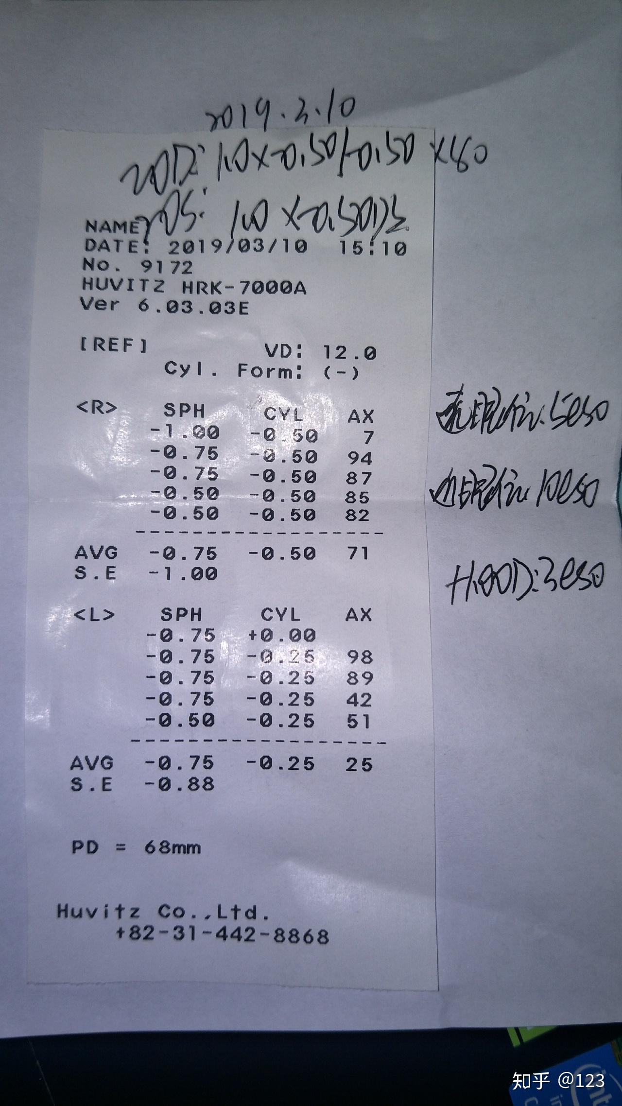 请问这张验光单手写的内容是什么意思啊