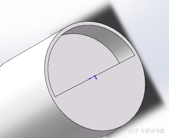 我要在solidworks圆柱的顶部画一个凹进去的半圆孔怎么画啊?