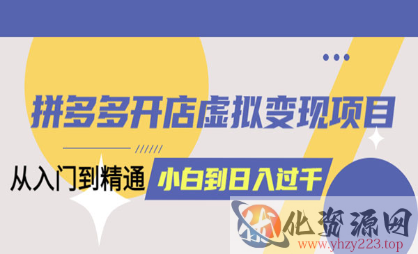 《拼多多开店虚拟变现项目》入门到精通 从小白到日入1000（完整版）_wwz