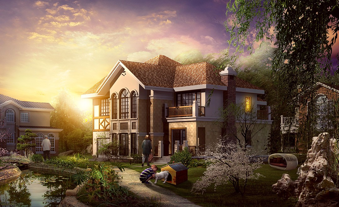 这样的建筑效果图用到了哪些ps技巧