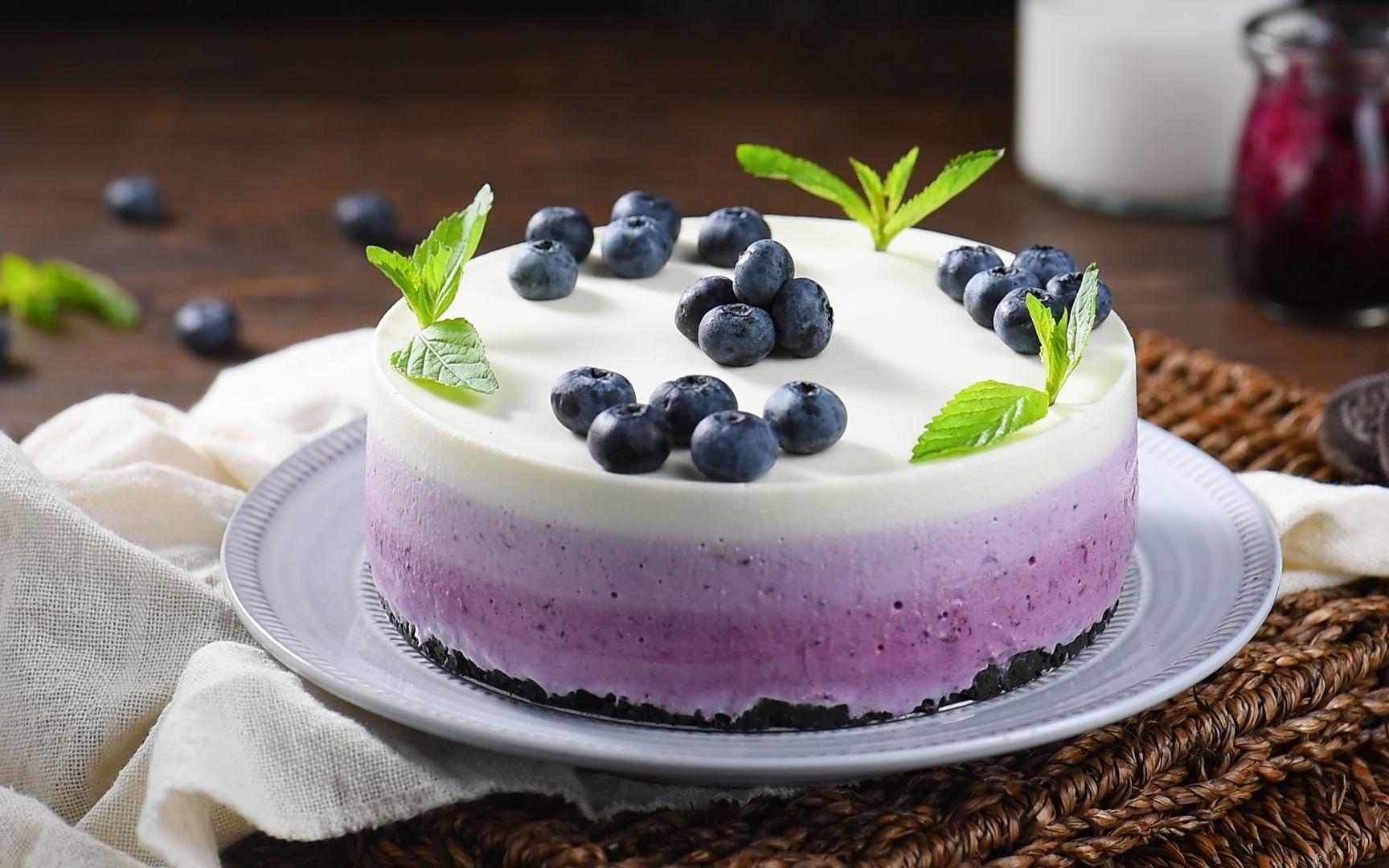 【蓝莓紫薯渐变芝士蛋糕】无需烤箱就能做出高级感爆表的蛋糕_哔哩哔哩_bilibili