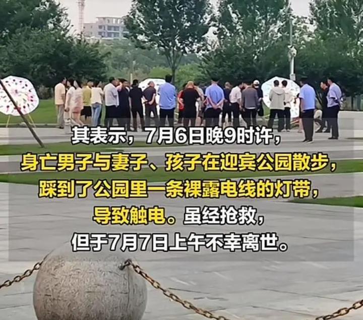 安阳男子公园散步疑似脚踩裸露灯带瞬间触电身亡