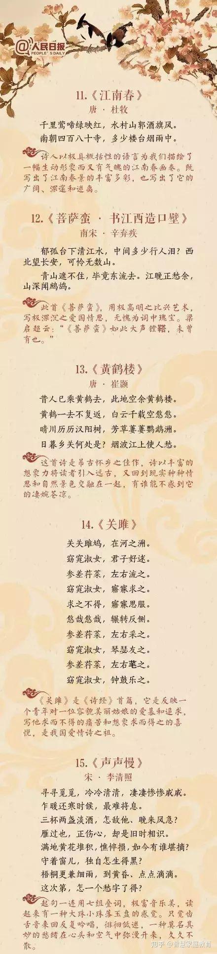 人民日报评选出40首最高水平的中国古诗词:写尽世情、写尽古今 - 知乎