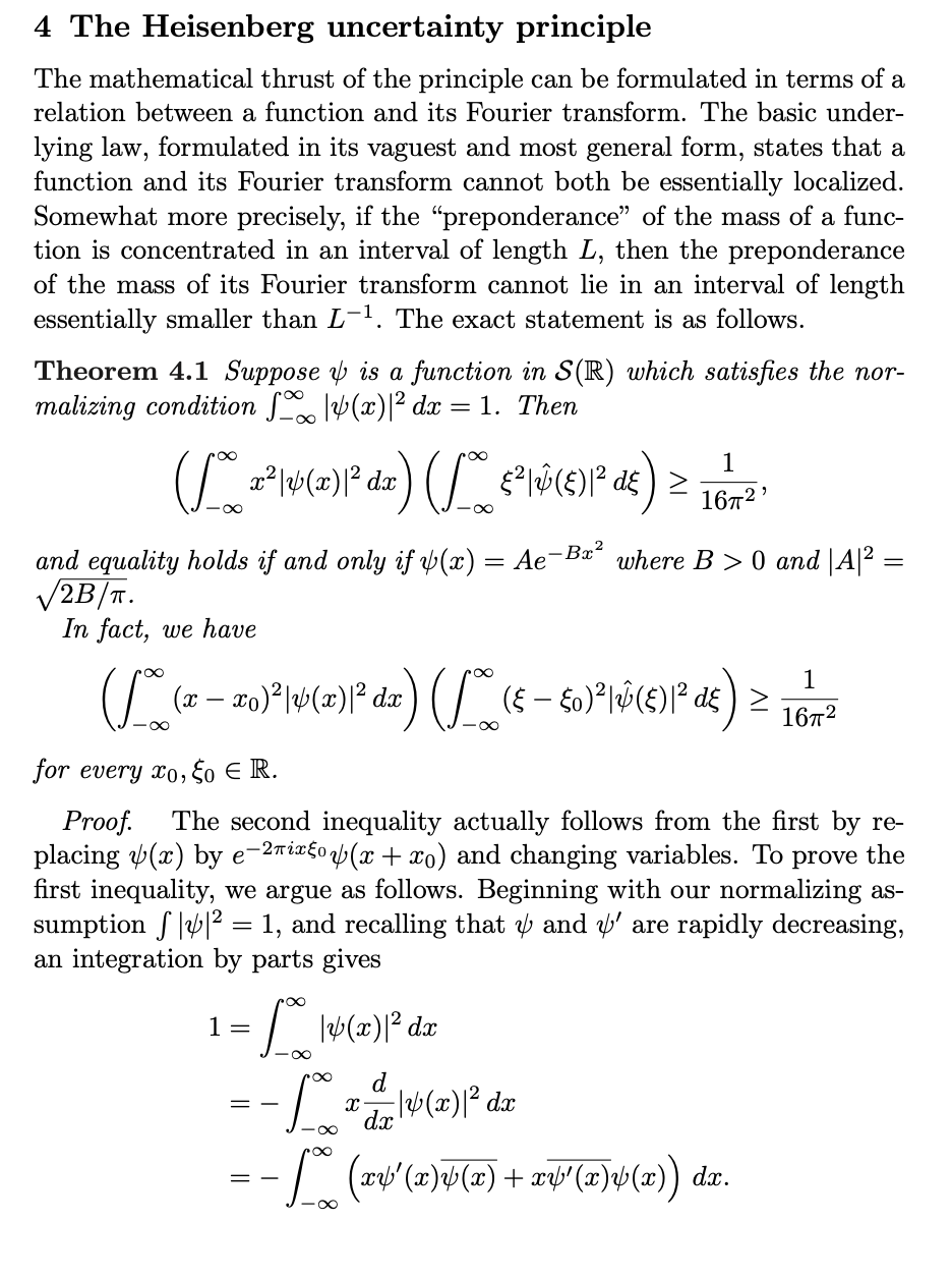 如何用parseval等式证明海森堡测不准原理