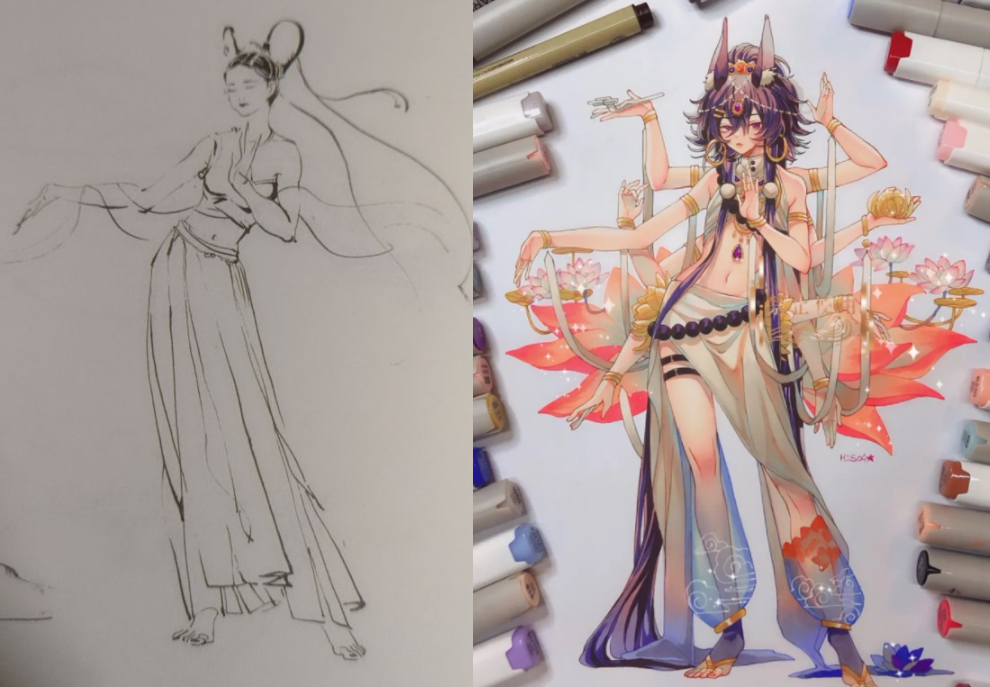 某短视频平台画手「硫酸钡钠」的稿件姿势算是临摹的吗? - 知乎