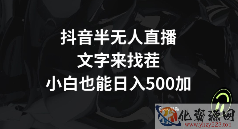 抖音半无人直播，文字来找茬小游戏，每天收益500+【揭秘】