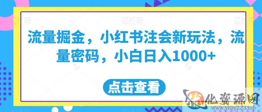 流量掘金，小红书注会新玩法，流量密码，小白日入1000+【揭秘】