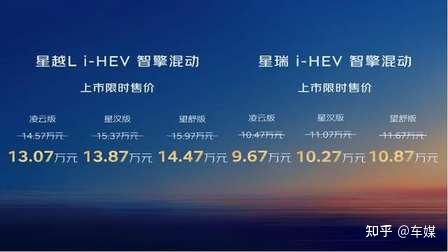 9.67万起,星瑞/星越L i-HEV智擎混动上市,中国燃油车迈入2L时代