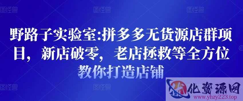 野路子实验室:拼多多无货源店群项目，新店破零，老店拯救等全方位教你打造店铺插图