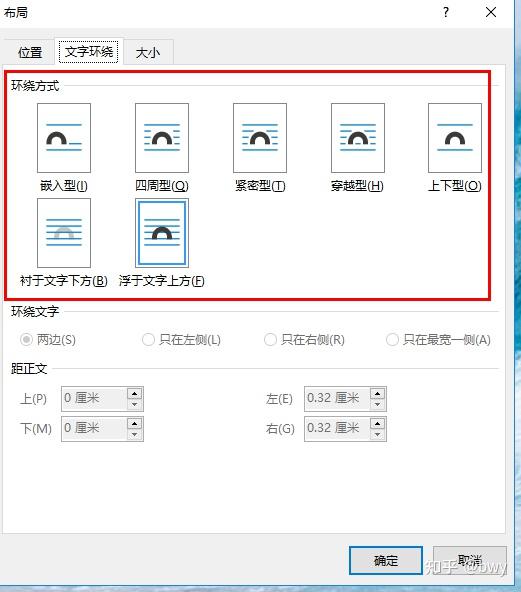 word2010中的图片形状文本框艺术字等对象和文字的环绕方式有哪些