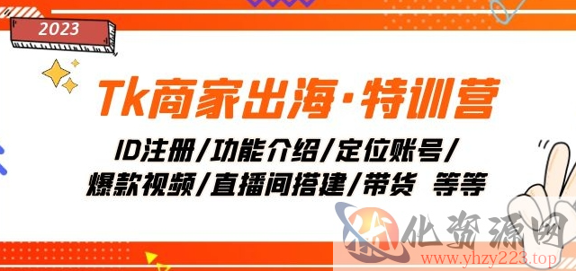 Tk商家出海·特训营：ID注册/功能介绍/定位账号/爆款视频/直播间搭建/带货