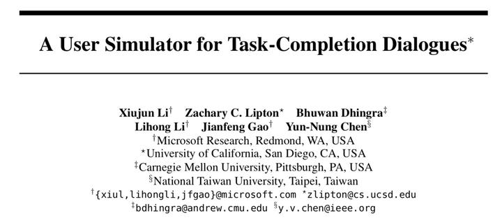 A User Simulator for Task-Completion Dialogues论文笔记 - 知乎