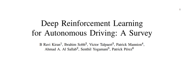 [Paper] Deep RL for Autonomous Driving: A Survey - 知乎