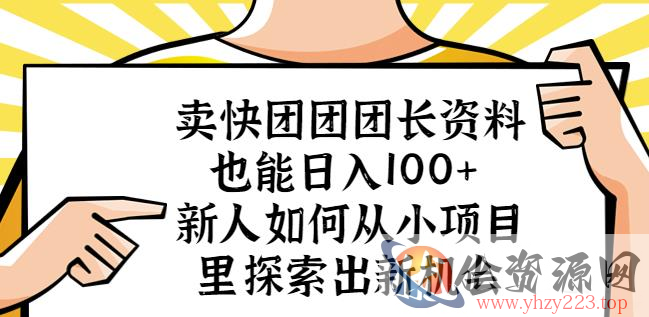 卖快团团团长资料也能日入100+新人如何从小项目里探索出新机会