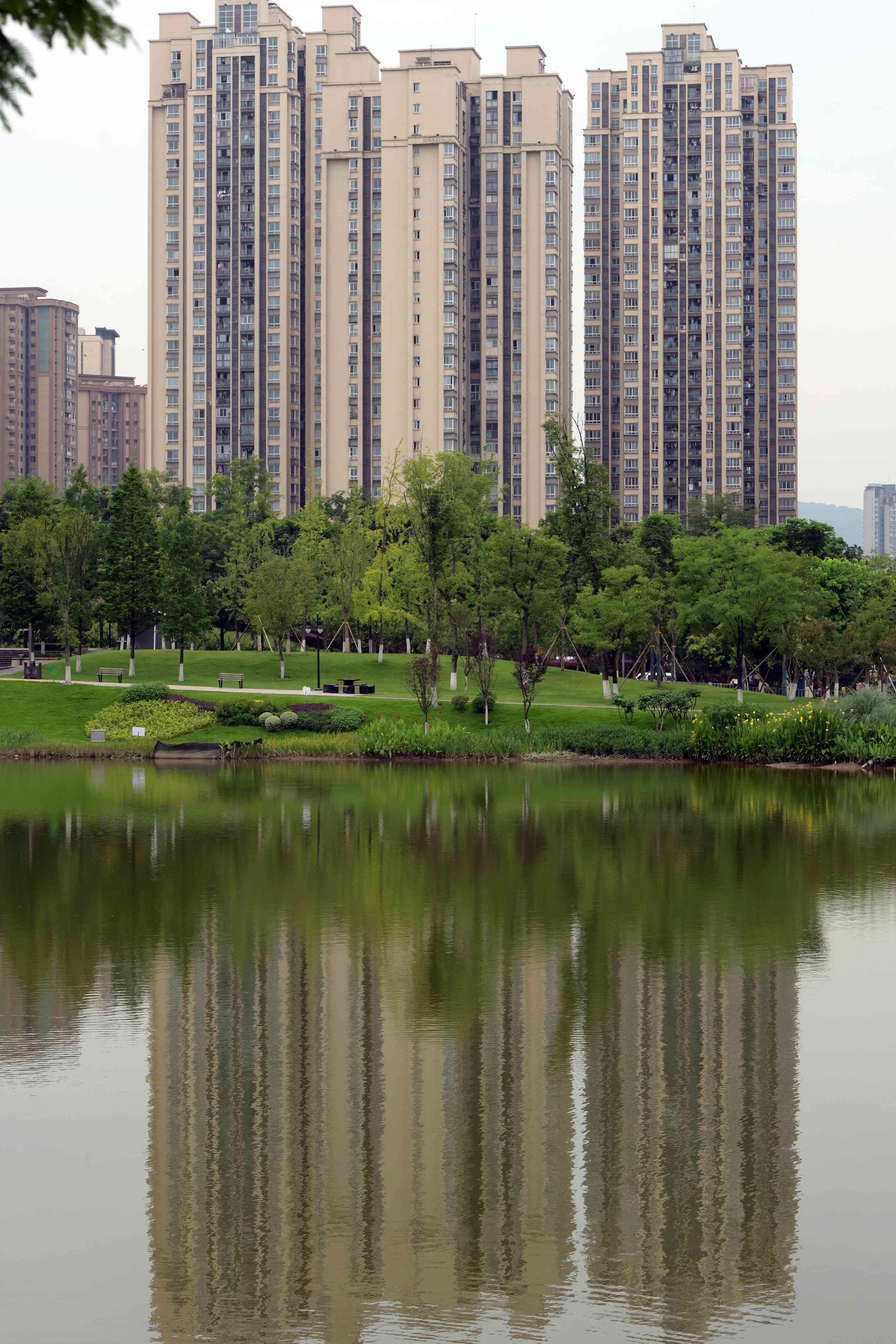 重庆大渡口区心湖公园夏日景色美如画