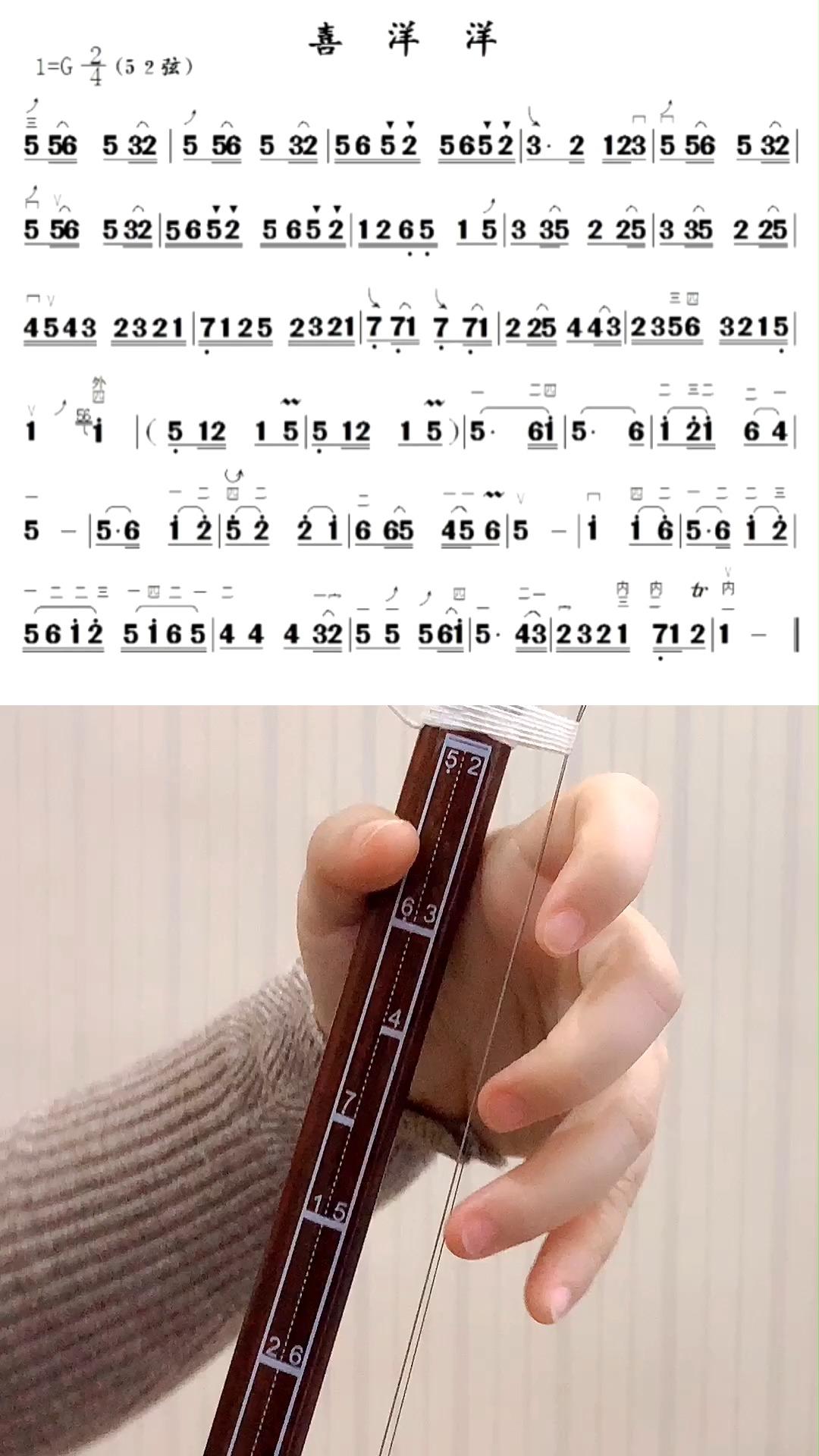 30二胡喜洋洋g调52弦颂音坊二胡教学