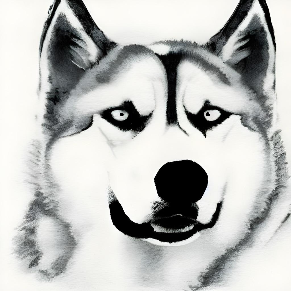 国画怎样画哈士奇