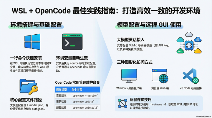 WSL + OpenCode 最佳实践：环境一致、模型配置、GUI 远程使用 - 知乎