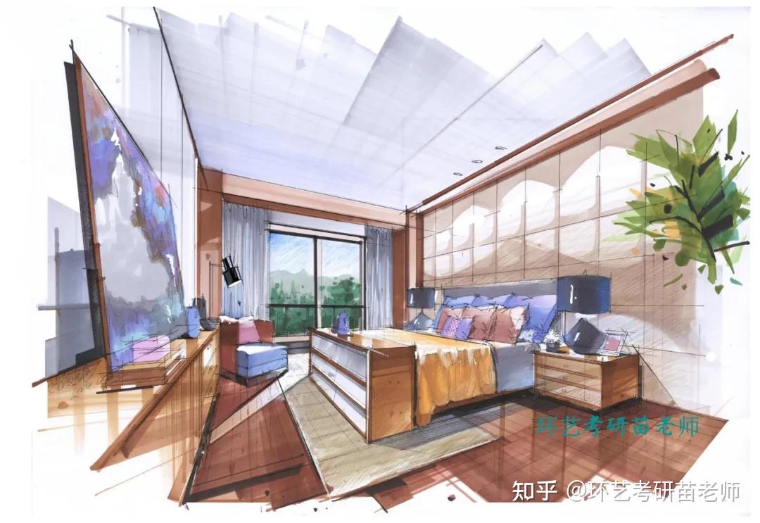 新鲜出炉!2套室内家装空间设计手绘线稿-色彩对照图 - 知乎