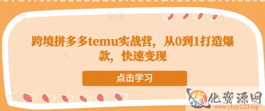 跨境拼多多temu实战营，从0到1打造爆款，快速变现