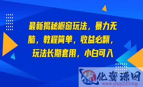 《最新揭秘橱窗玩法》暴力无脑，收益必翻，玩法长期套用，小白可入_wwz