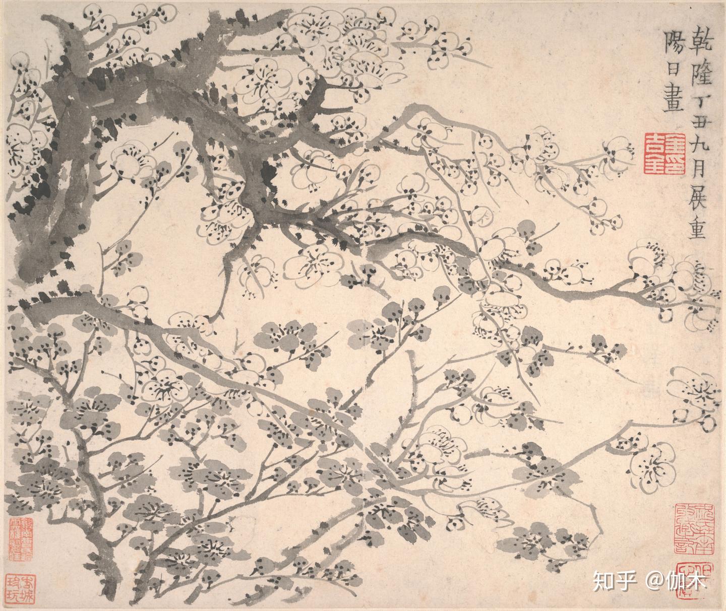 真作】鳳麟古掛軸「墨梅図 金農」清代書画家 揚州八怪之首 中国
