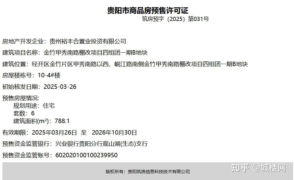 城楼财经｜获3张预售证 贵阳龙湖景粼天著45套住宅、20套商业入市 - 知乎