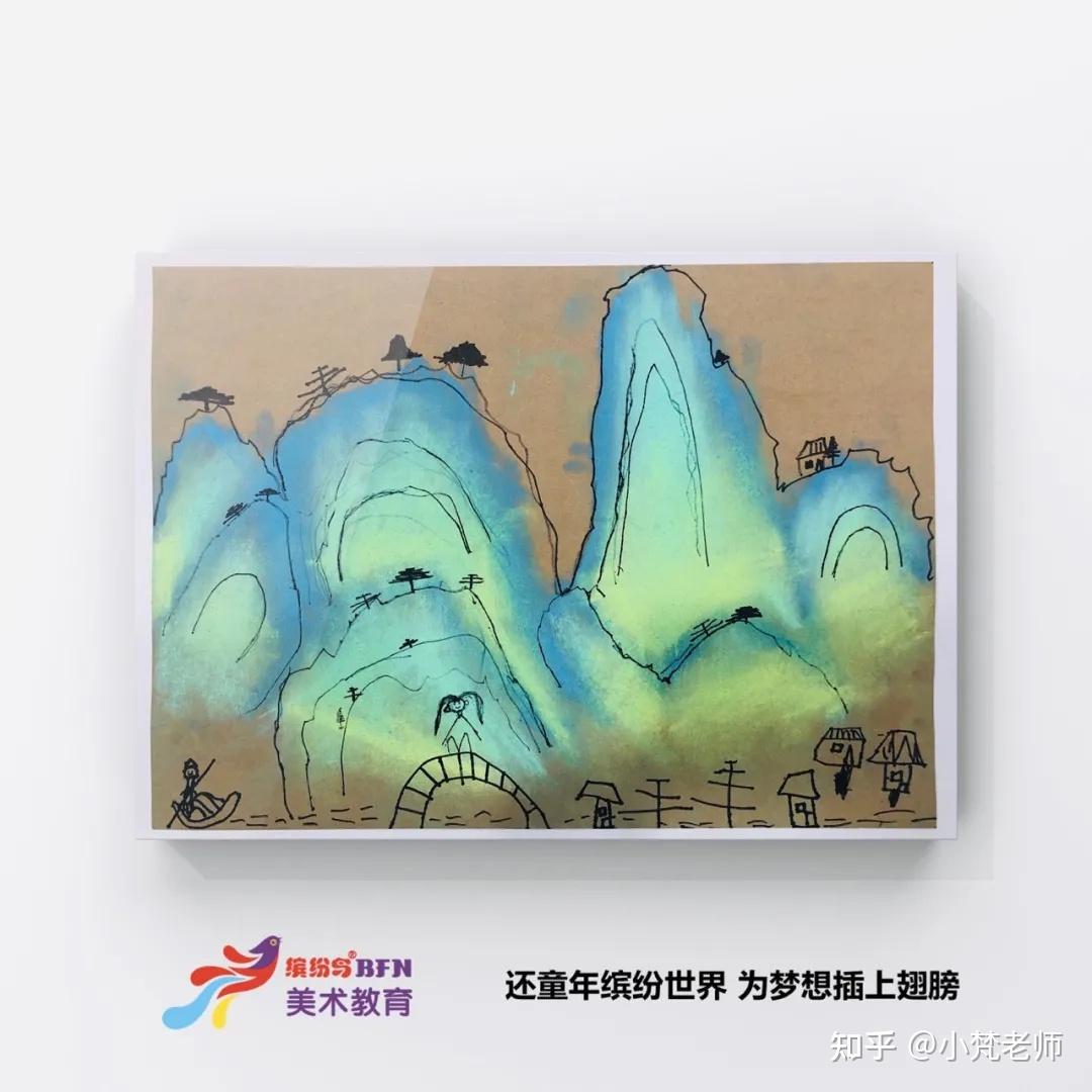 孩子笔下的《千里江山图》，用油画棒也出彩！ - 知乎