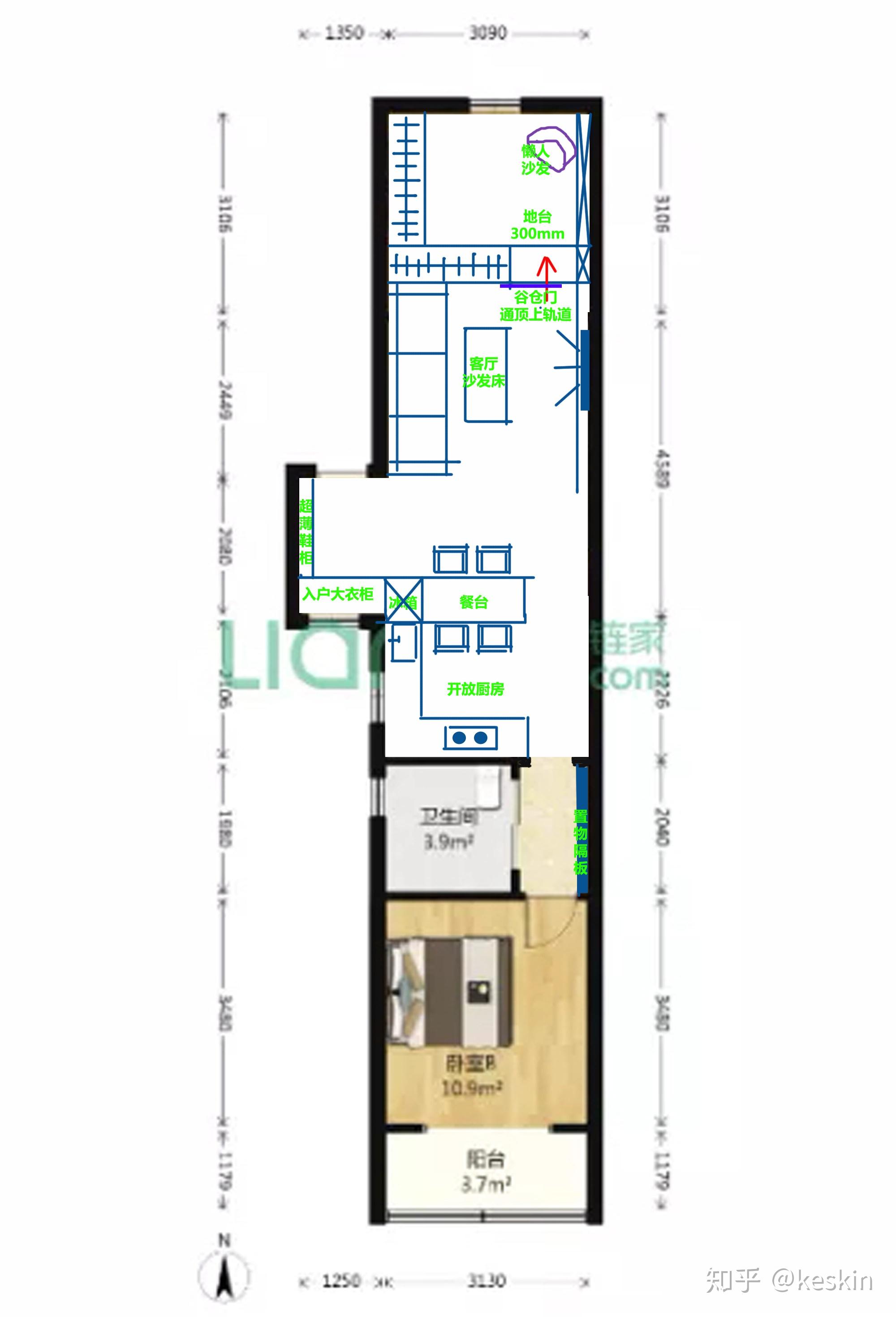 挑头糕户型的老公房怎么布局
