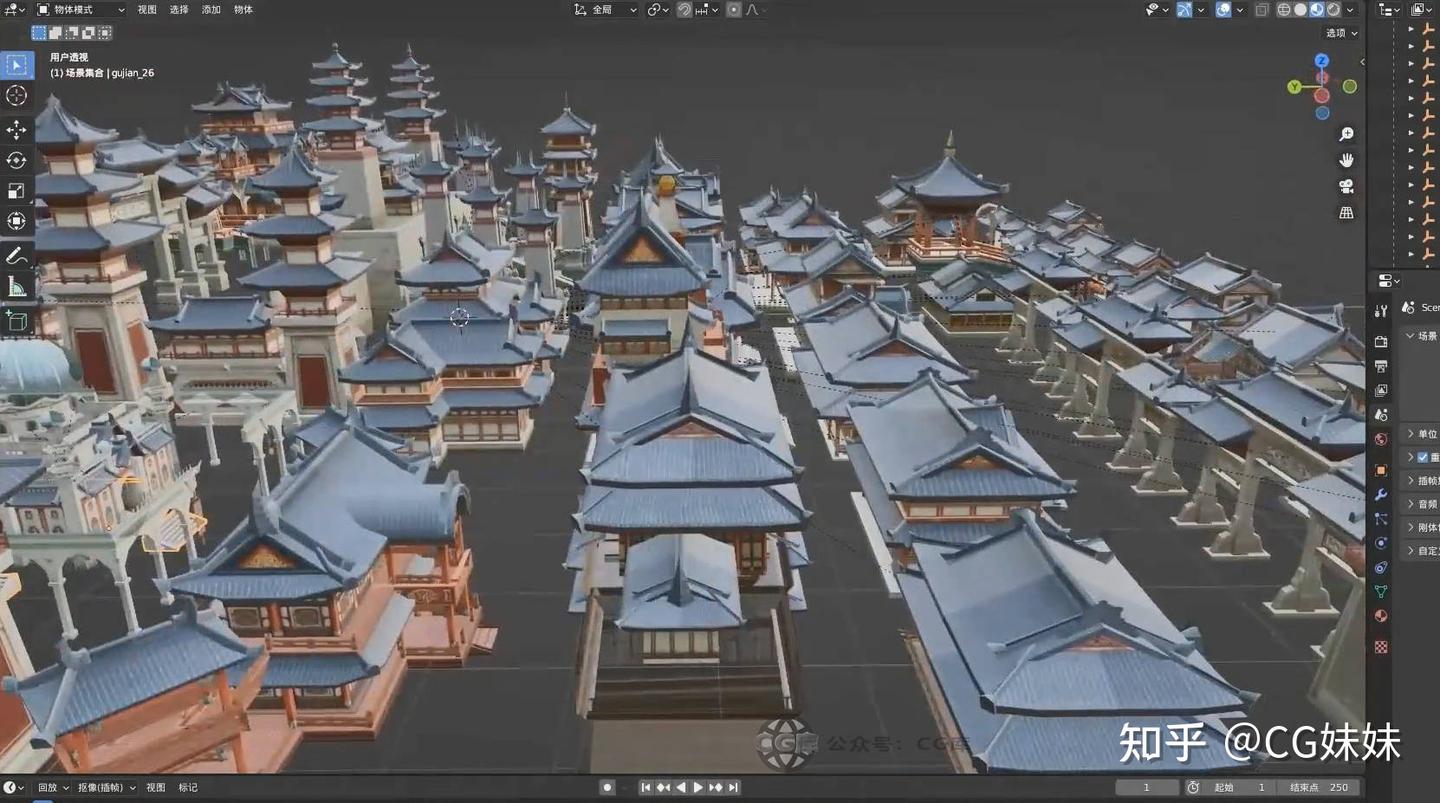 古风国风主题城楼建筑模型库下载,全3D可用 - 知乎