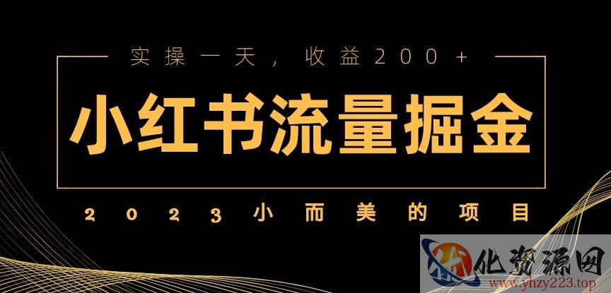 2023小而美的项目，小红书流量掘金，实操一天，收益200+【揭秘】