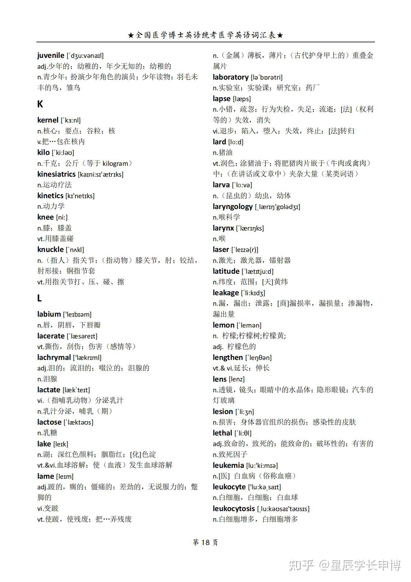 樶新全国医学博士英语统考医学英语词汇表 - 知乎