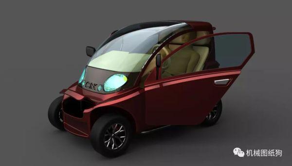 汽车轿车  crk概念微型双人环保电动汽车图纸(duet版)