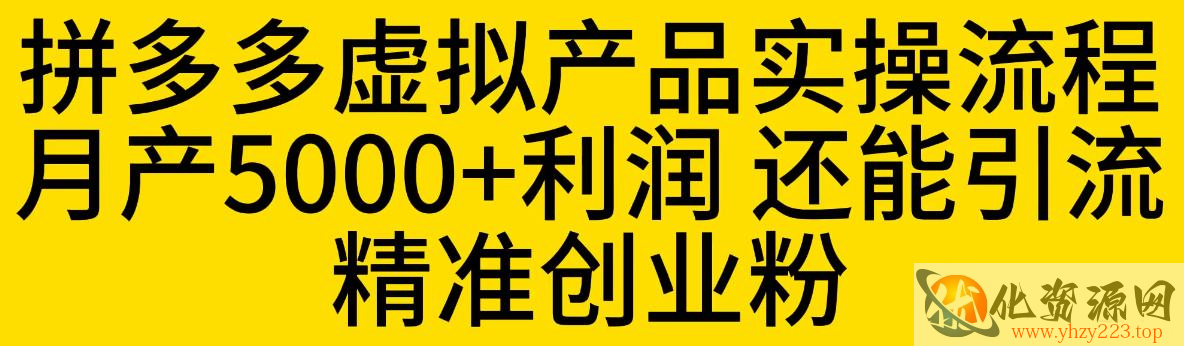 拼多多虚拟产品实操流程，月产5000+利润，还能引流精准创业粉【揭秘】