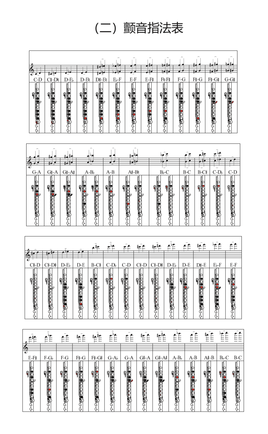 有沒有什麼簡單易懂的長笛指法表