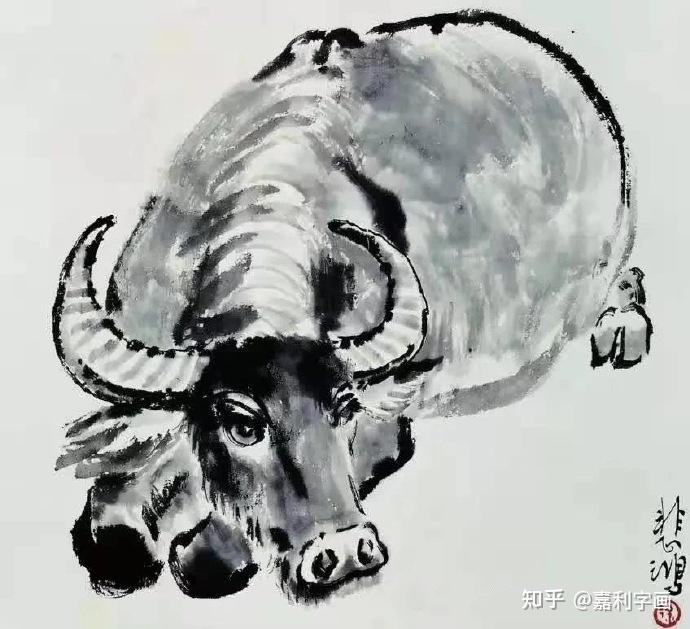 徐悲鴻十二生肖卧牛図（銀版画） 牛年徐悲鸿的牛画欣赏！ - 知乎
