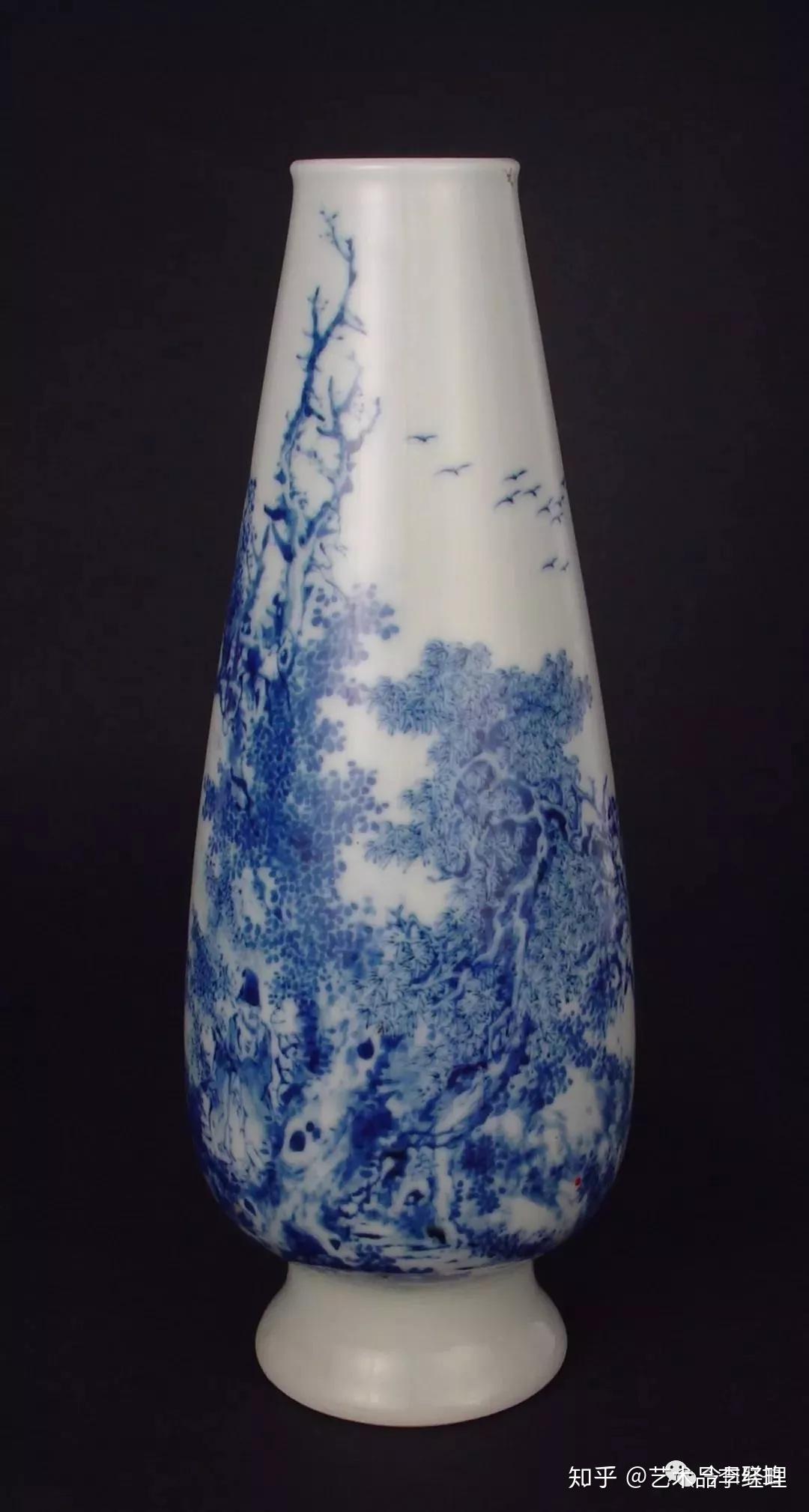 YB】王歩 青花翠鳥紋水盂 愿吾過之斎(款 景