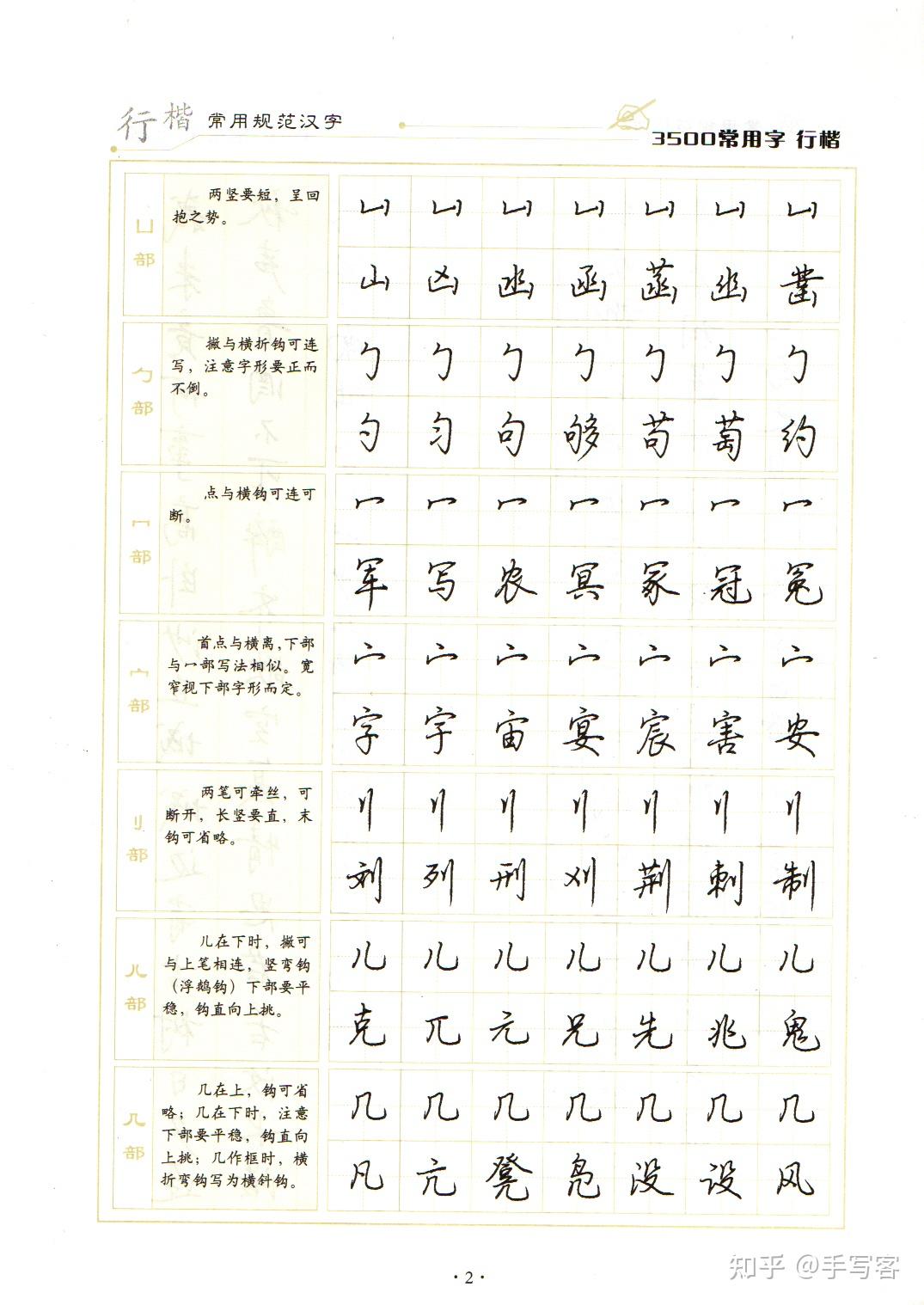电子字帖分享 - 荆霄鹏 - 行楷常用规范字 - 3500常用字 - 部首部分&作品欣赏 - 知乎