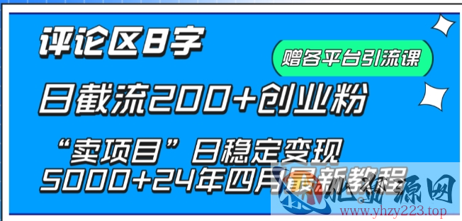 抖音评论区8字日截流200+创业粉 “卖项目”日稳定变现5000+【揭秘】