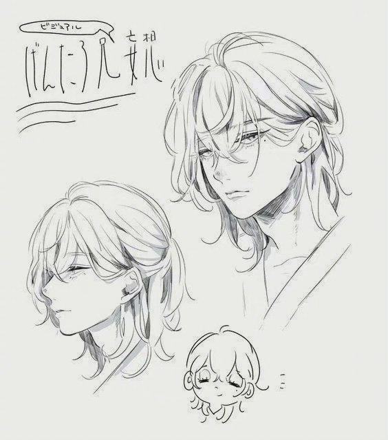 一些关于动漫男生发型参考,麻竹绘制练手.