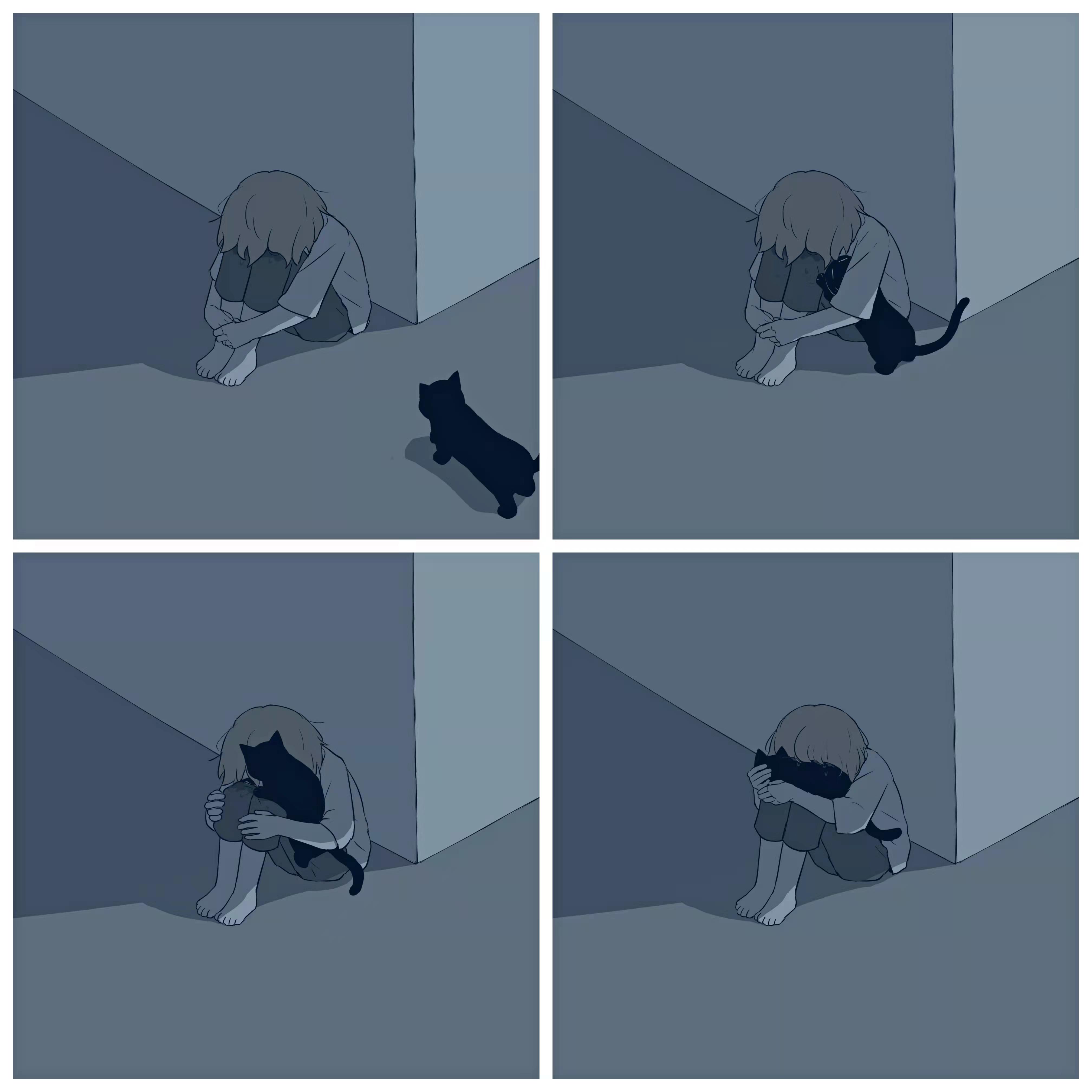 有什么孤独悲伤致郁的插画