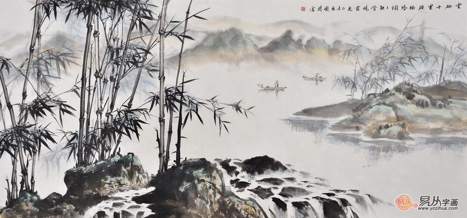 山际见来烟竹中窥落日广西美协会员李国胜山水竹子画品赏- 知乎