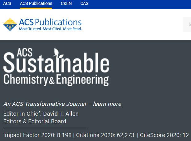 [期刊点评] 第13期ACS Sustainable Chemistry & Engineering（IF=8.198） - 知乎