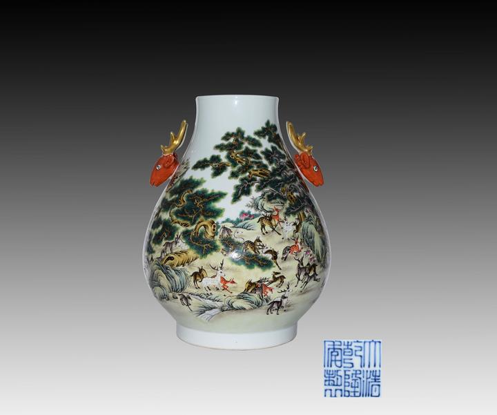 珠海亿缘文化精品特推“粉彩描金鹿耳百鹿图鹿头尊” - 知乎
