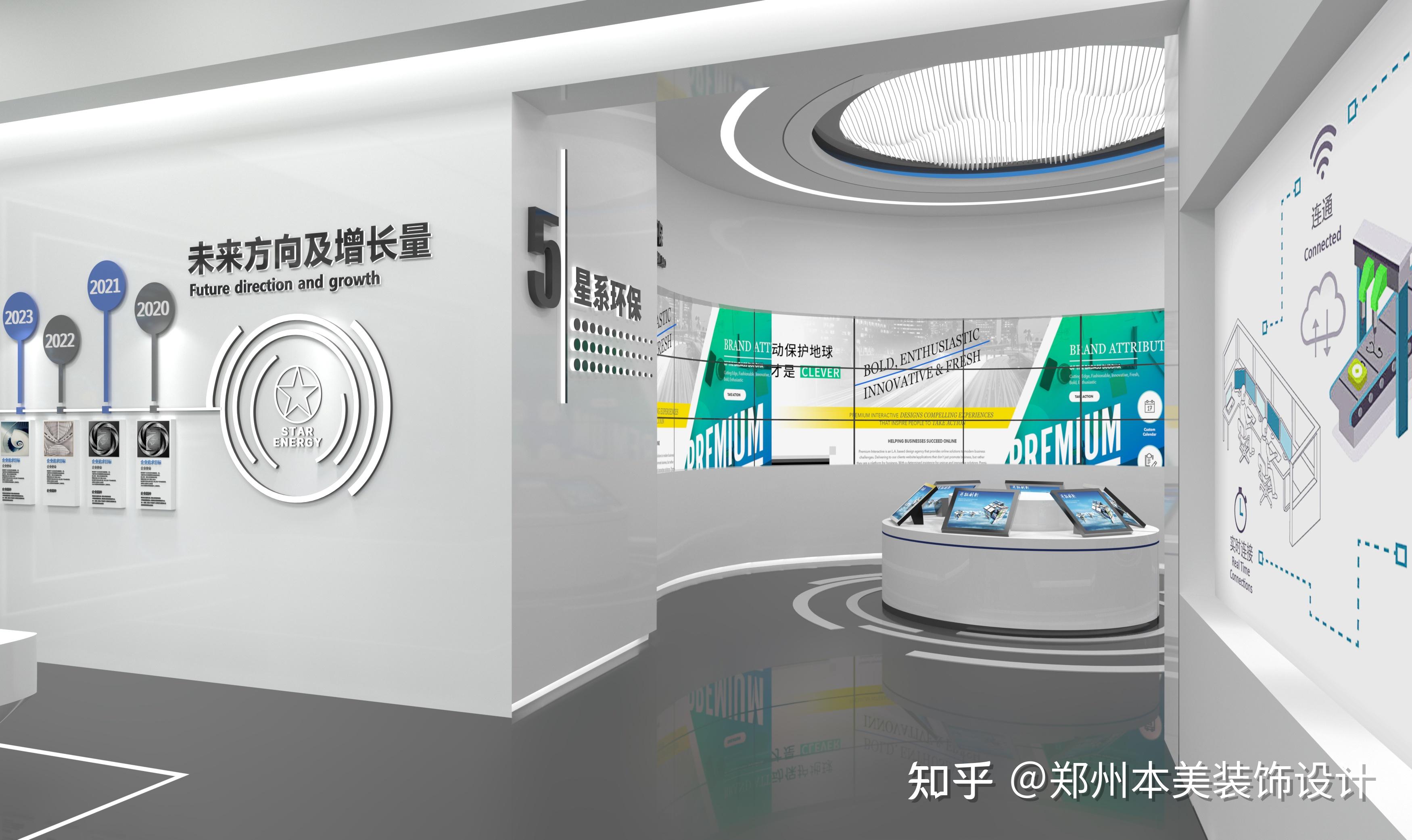 郑州展厅装修设计公司哪家好?郑州本美装饰500平企业科技展厅装修设计方案效果图案例 - 知乎