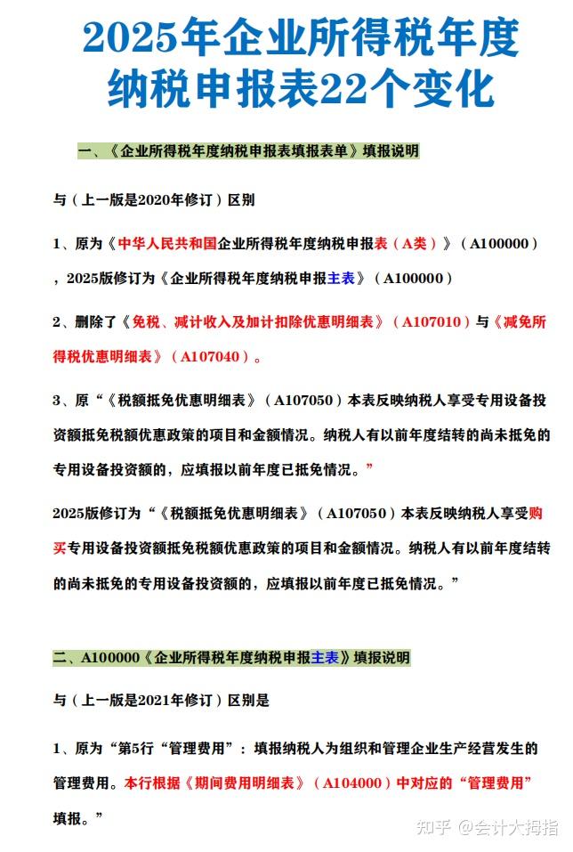 2025年最新版企业所得税汇算清缴申报表带公式(35张)整理好了!含企业所得税汇算清缴申报表变化批注详解及填报说明,照着做不出错 - 知乎