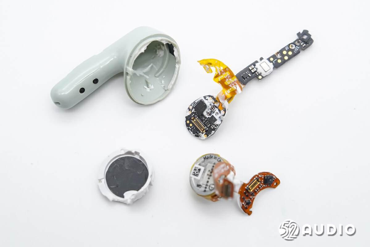 取掉支架.支架内侧结构一览.耳机柄内部pcb小板结构一览,与侧边压